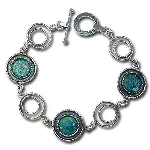 Silver and Roman Glass Bracelet by Michal Kirat