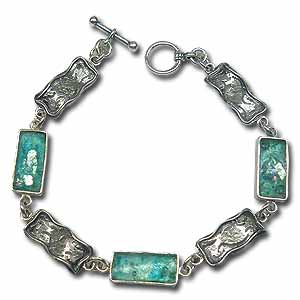 Silver and Roman Glass Bracelet by Michal Kirat