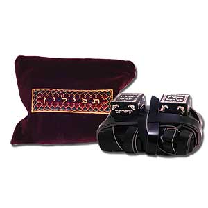 Tefillin(filictarias)de cuero con bolsa borgoña