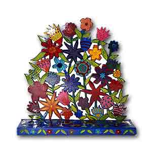 Flowers Hanukkah Menorah by Yair Emanuel