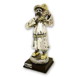 Shofar Player Silver Mini-Figurine