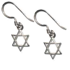 Sterling Silver Star of David Dangling Earrings