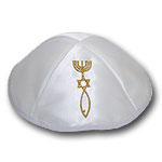 Seiden-Kippa mit Messianischem Wappen