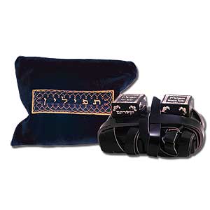 Tefillin(filictarias)de cuero con bolsa Azul