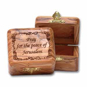 Pray for the Peace of Jerusalem Olive Wood Box