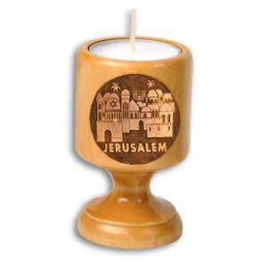 Jerusalem Olive Wood Candle Holder