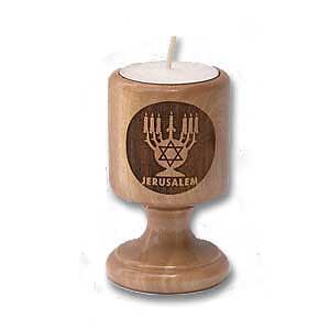 Menorah Olive Wood Candle Holder