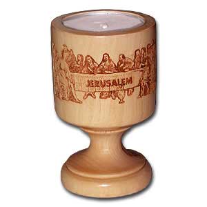 Last Supper Olive Wood Candle Holder