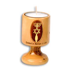 Grafted In Olive Wood Candle Holder with Gold-Leaf
