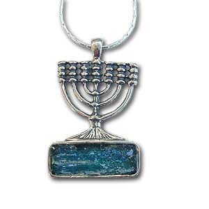 Menorah Roman Glass Necklace by Michal Kirat