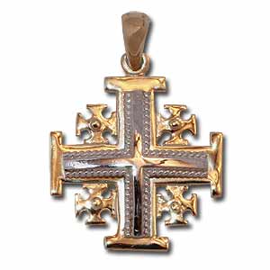 Two-Tone Jerusalem Cross Pendant 