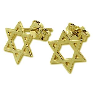 14kt Gold Star of David Earrings