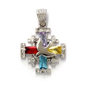 Jerusalem Cross Pendant with Dove of Peace