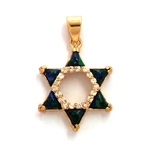 Gold Filled Star of David Pendant with Eilat Stone