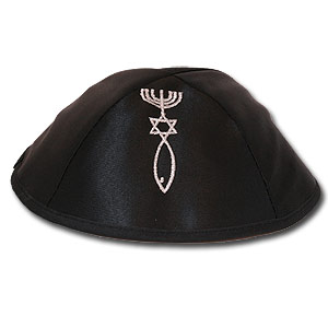 Black Satin Grafted In Messianic Kippah