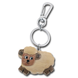 Running Sheep Wood Keychain