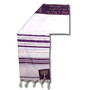 Tallit. Menorah Design.