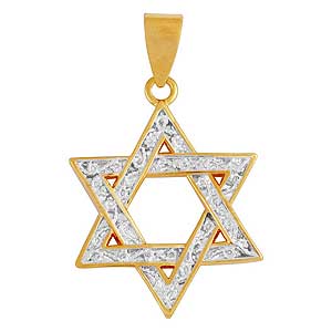 Yellow Gold-filled Star of David Pendant with Zircons