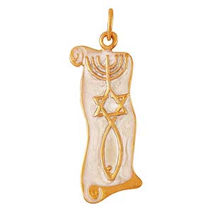 Gold-filled Grafted In Pendant on White Enamel Scroll