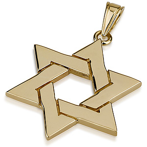 14kt Gold Large Interlocking Star of David Pendant