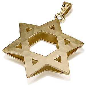 14k Gold 3D Star of David Pendant