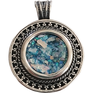 Sterling Silver Roman Glass Pendant