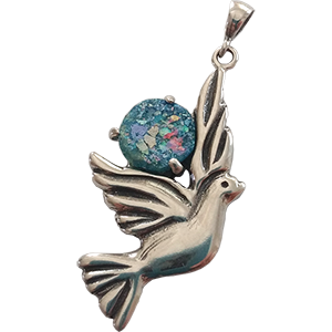 Grafted In Roman Glass Pendant. Dove of Peace