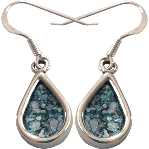 Sterling Silver Teardrop Earrings with Roman Glass