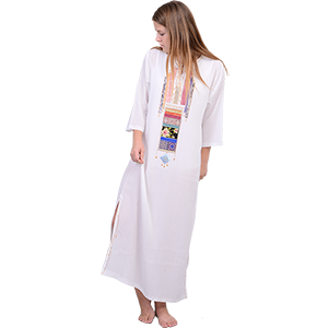 White Hand-made Crepe Jalabiya Dress
