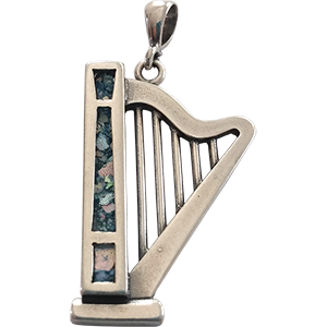 Sterling Silver Roman Glass Harp Pendant