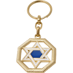 Star of David Keychain. Colorful Enamel.