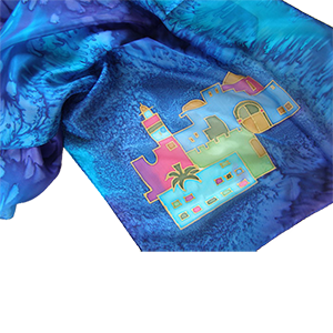 Jerusalem Blue Galilee Silk Scarf