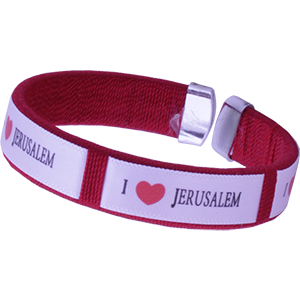 Red I ❤ Jerusalem Wristband Bracelet
