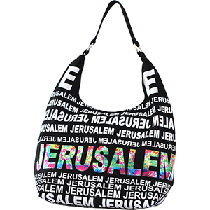 Bolso Hobo con Jerusalen en tela metalica con colores del arco iris