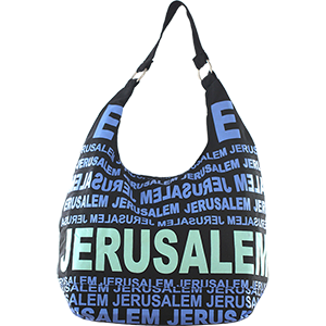 Bolso Hobo de la ciudad de Jerusalén en neon verde y azul.