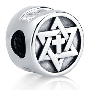 Round Messianic Star Bead Charm, Sterling Silver. 30% OFF*