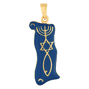 Gold-filled Grafted In Pendant on Blue Enamel Scroll
