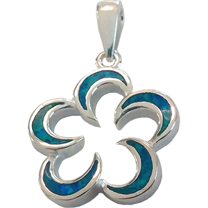 Oval - Cut Opal Flower Pendant.