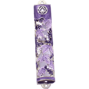 Lavender Enamel Grapevine Mezuzah