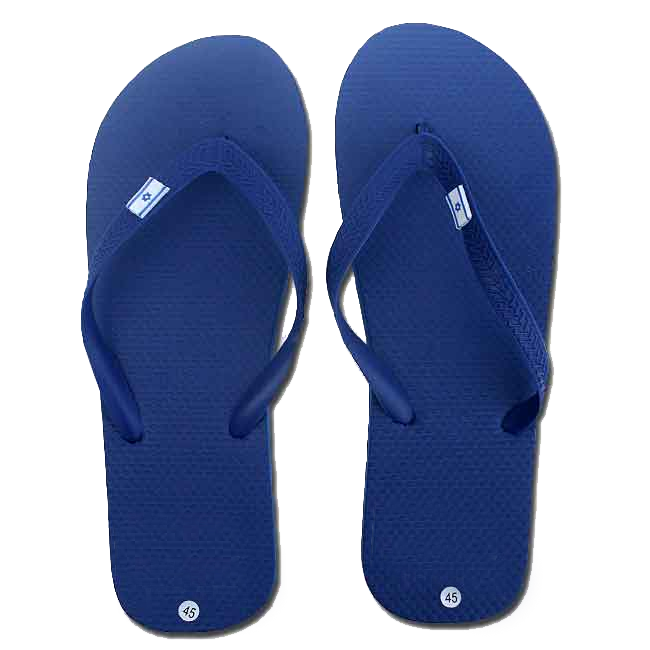 Blue flip flops with the flag of Israel