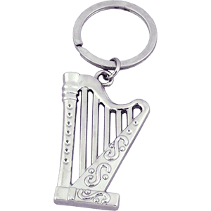 David's Harp Silver Plated Keychain