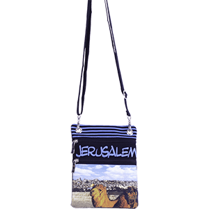 Blue Jerusalem Camel Passport Bag