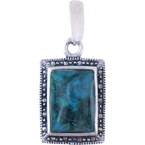 Square Eilat Stone Silver Pendant