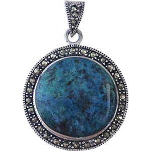 Elegant Round Eilat Stone Pendant.   