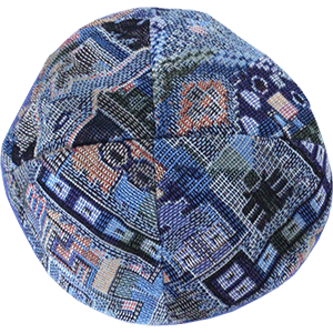 Blue Woven Kippah.  