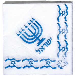 Israeli Flag Menorah Napkins.