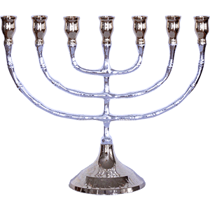 Medium Polished Plated or Brass Menorah, 5 metal options