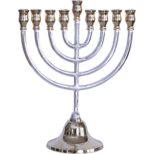 Silver and Gold Plated Hanukkah Menorah Jerusalem