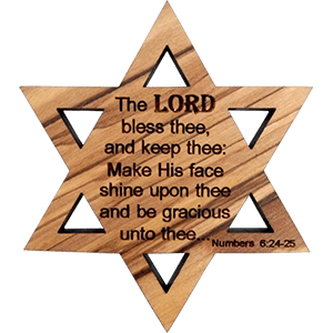 Aaronic Blessing Olive Wood David's Star Magnet