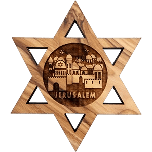 Jerusalem Olive Wood David's Star Magnet